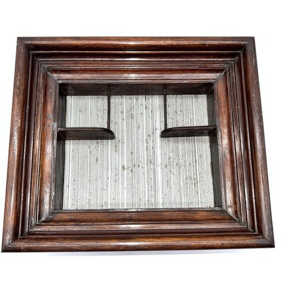 VTG Solid Wood Framed Shadow Box Display Case w/2 Floating Shelves/Fluted Back - Picture 1 of 9